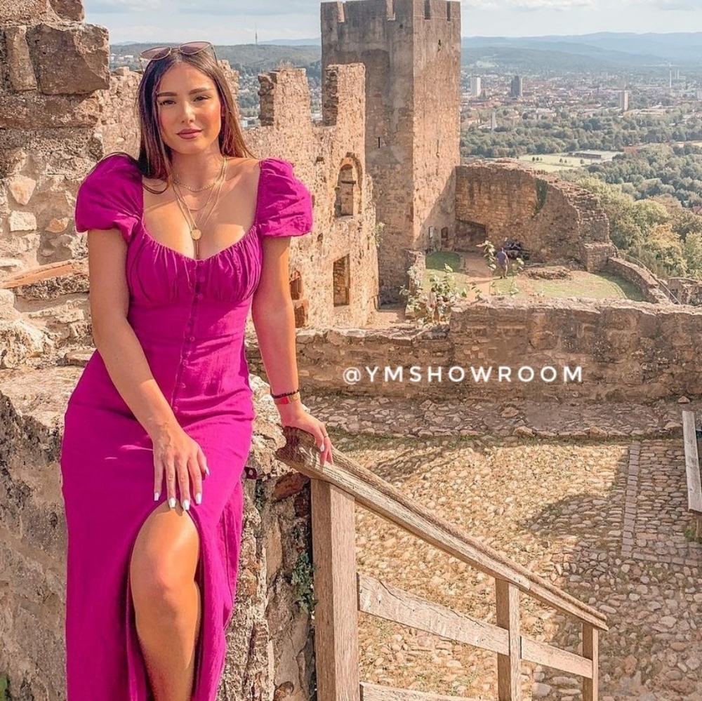 🔥Last 1🔥 ZARA Linen pink berry midi dress